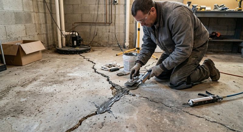 Cracked Basement Floor Repair in Oxford, MI
