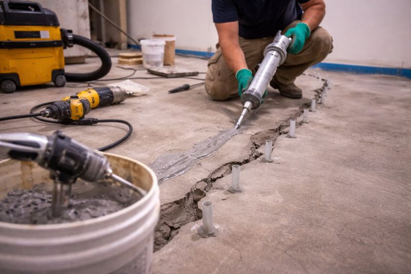Cracked Basement Floor Repair in Oxford, MI