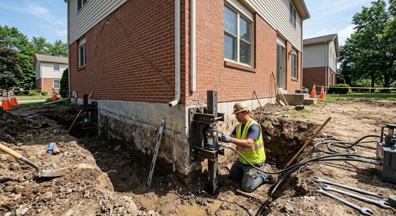 Sinking Foundation Repair in Oxford, MI