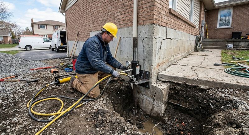 Sinking Foundation Repair in Milford, MI